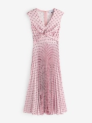 Closet London Pink Soft Twist Detail Pleated A- line Dress - Image 1 of 1