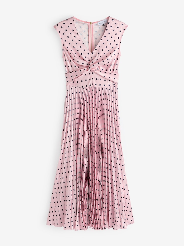 Closet London Pink Soft Twist Detail Pleated A- line Dress - Image 1 of 1