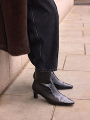 Black Crocodile Effect Forever Comfort® Chisel Toe Ankle Boots - Image 3 of 8