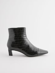 Black Crocodile Effect Forever Comfort® Chisel Toe Ankle Boots - Image 5 of 8