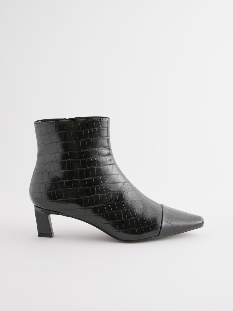 Black Crocodile Effect Forever Comfort® Chisel Toe Ankle Boots - Image 5 of 8