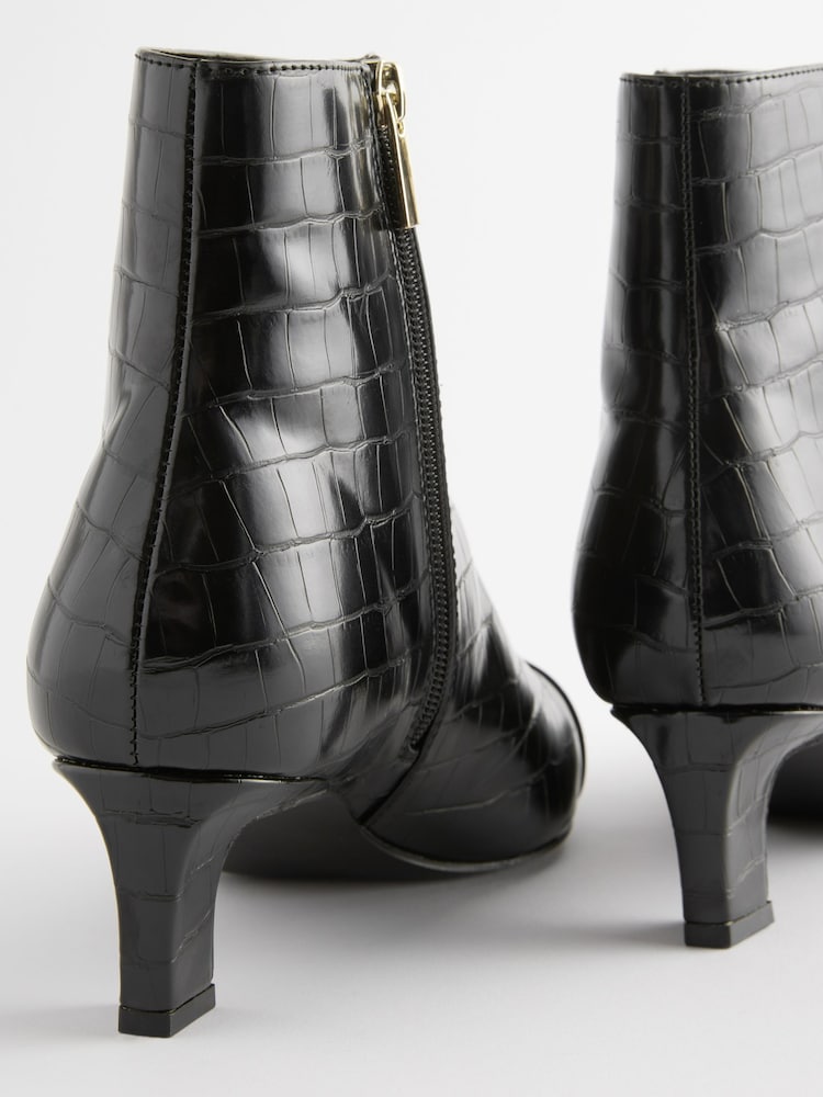 Black Crocodile Effect Forever Comfort® Chisel Toe Ankle Boots - Image 6 of 8