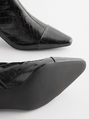 Black Crocodile Effect Forever Comfort® Chisel Toe Ankle Boots - Image 7 of 8