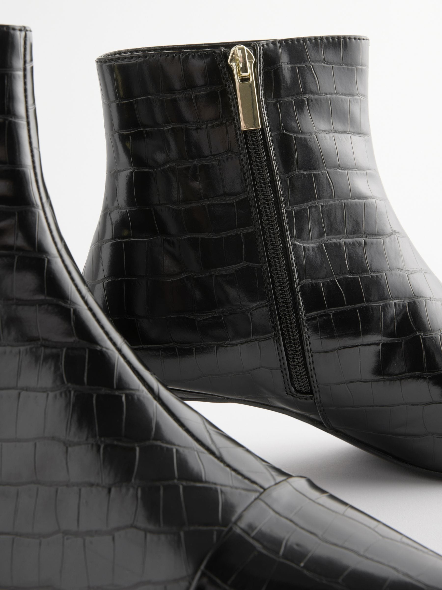 Buy Black Crocodile Effect Forever Comfort Chisel Toe Ankle Boots from the Next UK online shop