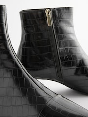 Black Crocodile Effect Forever Comfort® Chisel Toe Ankle Boots - Image 8 of 8