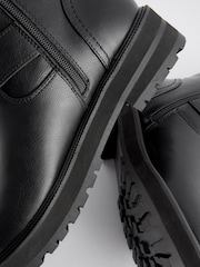 Black Standard/Wide Fit Forever Comfort® Buckle Biker Ankle Boots - Image 10 of 11