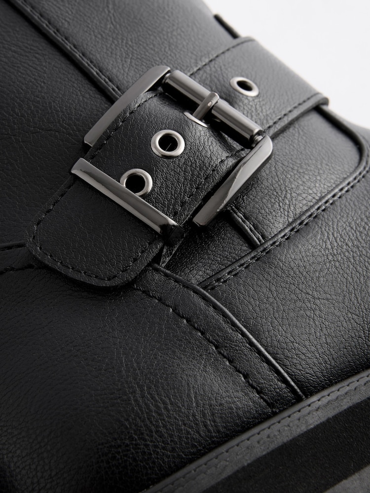 Black Standard/Wide Fit Forever Comfort® Buckle Biker Ankle Boots - Image 11 of 11