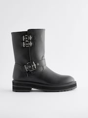 Black Standard/Wide Fit Forever Comfort® Buckle Biker Ankle Boots - Image 6 of 11