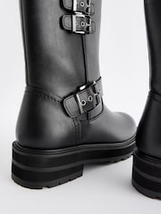 Black Standard/Wide Fit Forever Comfort® Buckle Biker Ankle Boots - Image 9 of 11