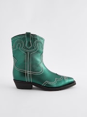 Petrol Silver Forever Comfort® Stitched Western Cowboy Leather Boots - Image 2 of 5