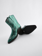 Petrol Silver Forever Comfort® Stitched Western Cowboy Leather Boots - Image 3 of 5