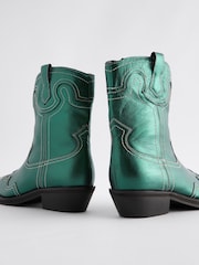 Petrol Silver Forever Comfort® Stitched Western Cowboy Leather Boots - Image 4 of 5