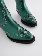 Petrol Silver Forever Comfort® Stitched Western Cowboy Leather Boots - Image 5 of 5