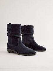 Navy Standard/Wide Fit Forever Comfort® Suede Slouch Ankle Boots - Image 1 of 5
