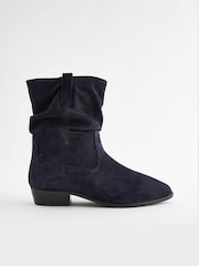 Navy Standard/Wide Fit Forever Comfort® Suede Slouch Ankle Boots - Image 2 of 5