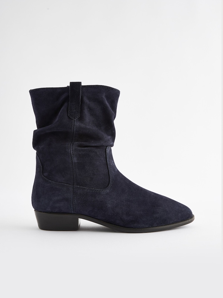 Navy Standard/Wide Fit Forever Comfort® Suede Slouch Ankle Boots - Image 2 of 5
