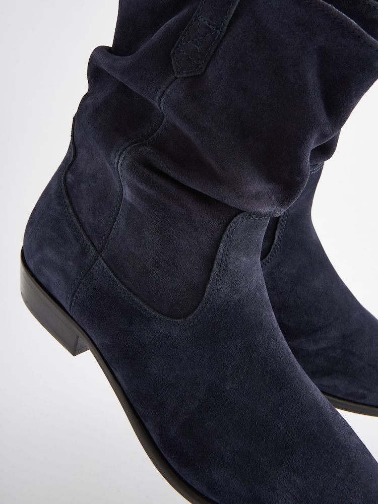 Navy Standard/Wide Fit Forever Comfort® Suede Slouch Ankle Boots - Image 5 of 5