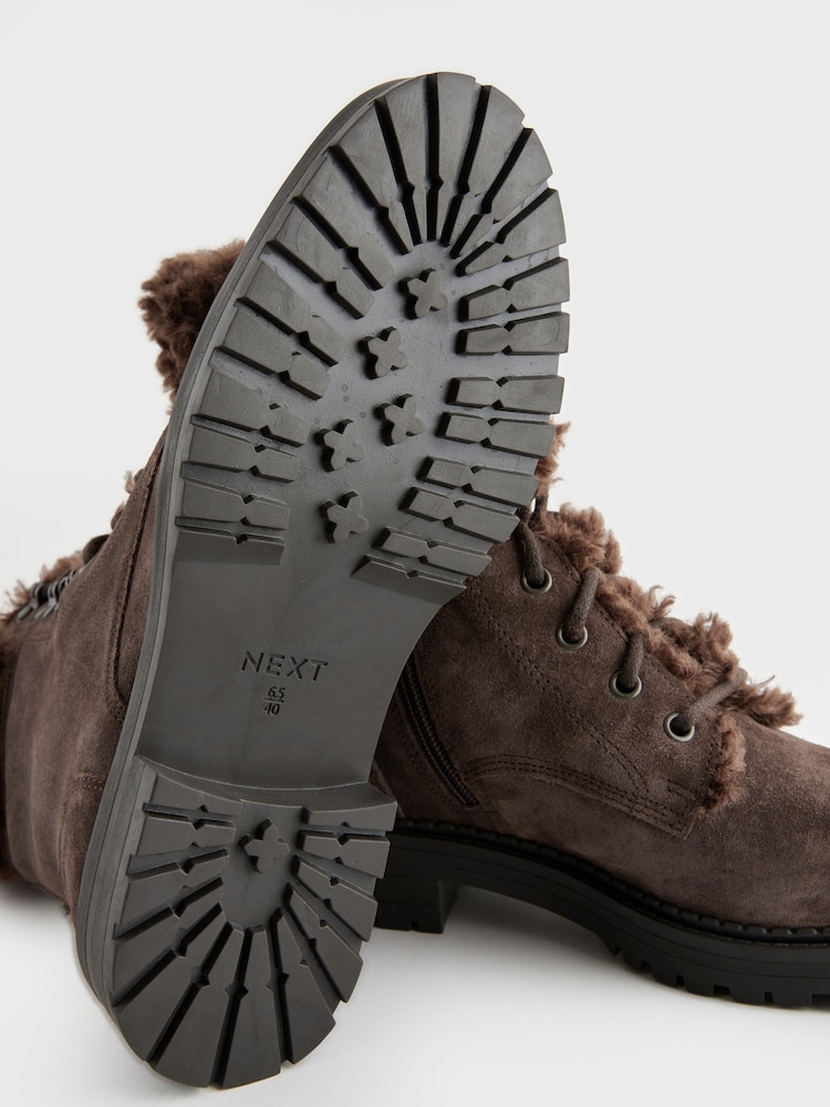 Chocolate Brown Standard/Wide Fit Forever Comfort® Leather Lace-Up Boots - Image 10 of 10