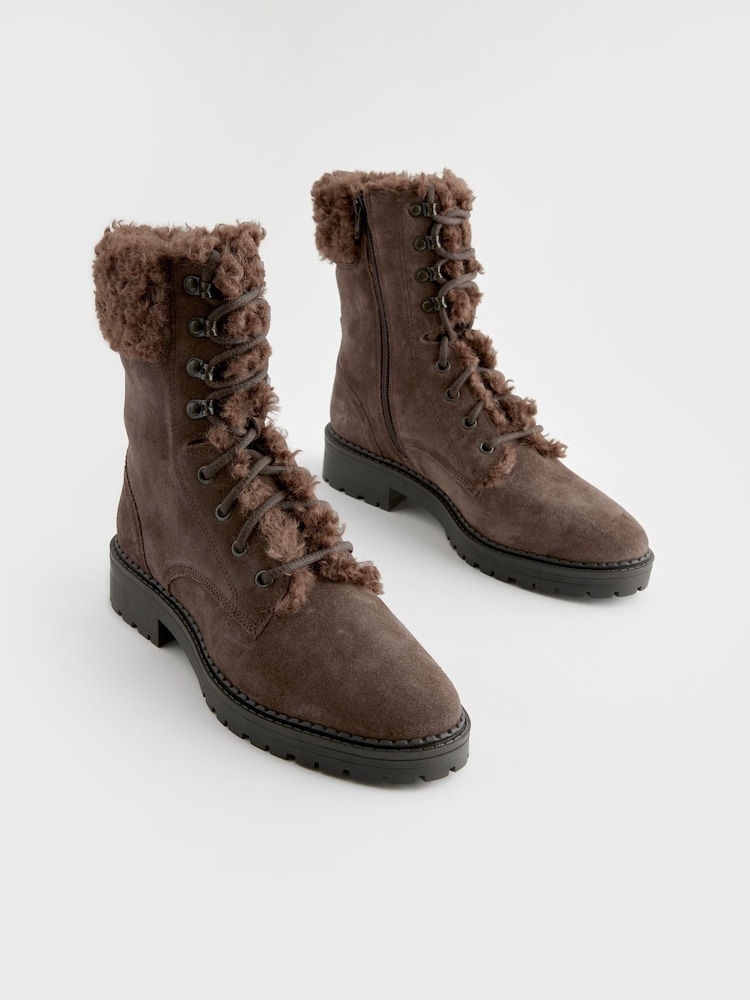 بني - بوت جلد برباط من Forever Comfort® - Image 6 of 10