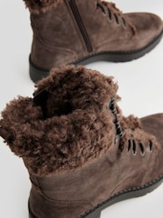 Chocolate Brown Standard/Wide Fit Forever Comfort® Leather Lace-Up Boots - Image 9 of 10