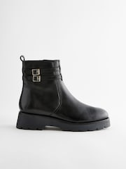 Black Forever Comfort® Chelsea Buckle Leather Ankle Boots - Image 4 of 7