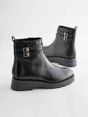 Black Forever Comfort® Chelsea Buckle Leather Ankle Boots - Image 5 of 7