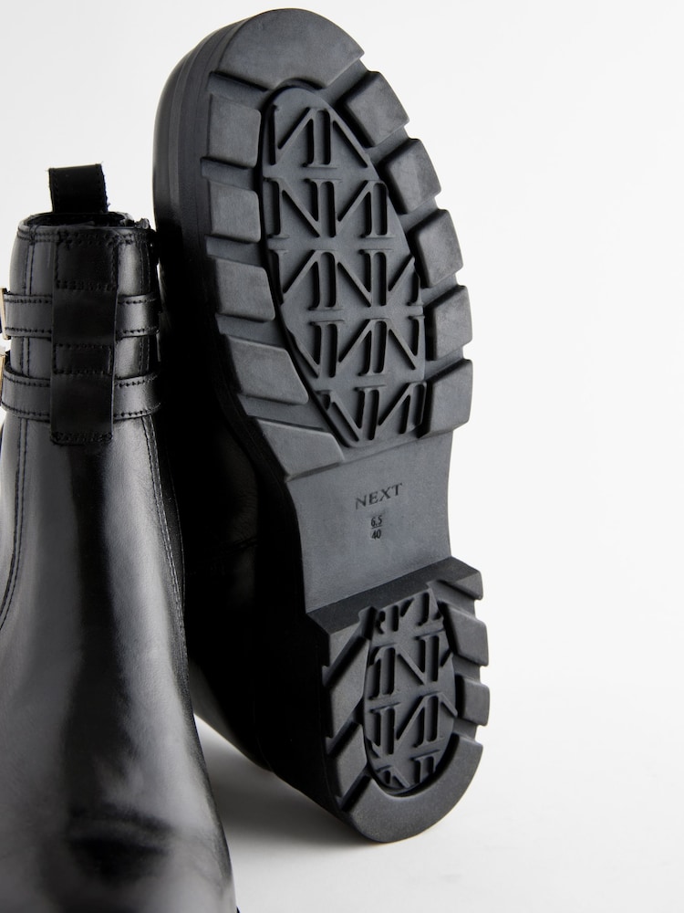 Black Forever Comfort® Chelsea Buckle Leather Ankle Boots - Image 7 of 7