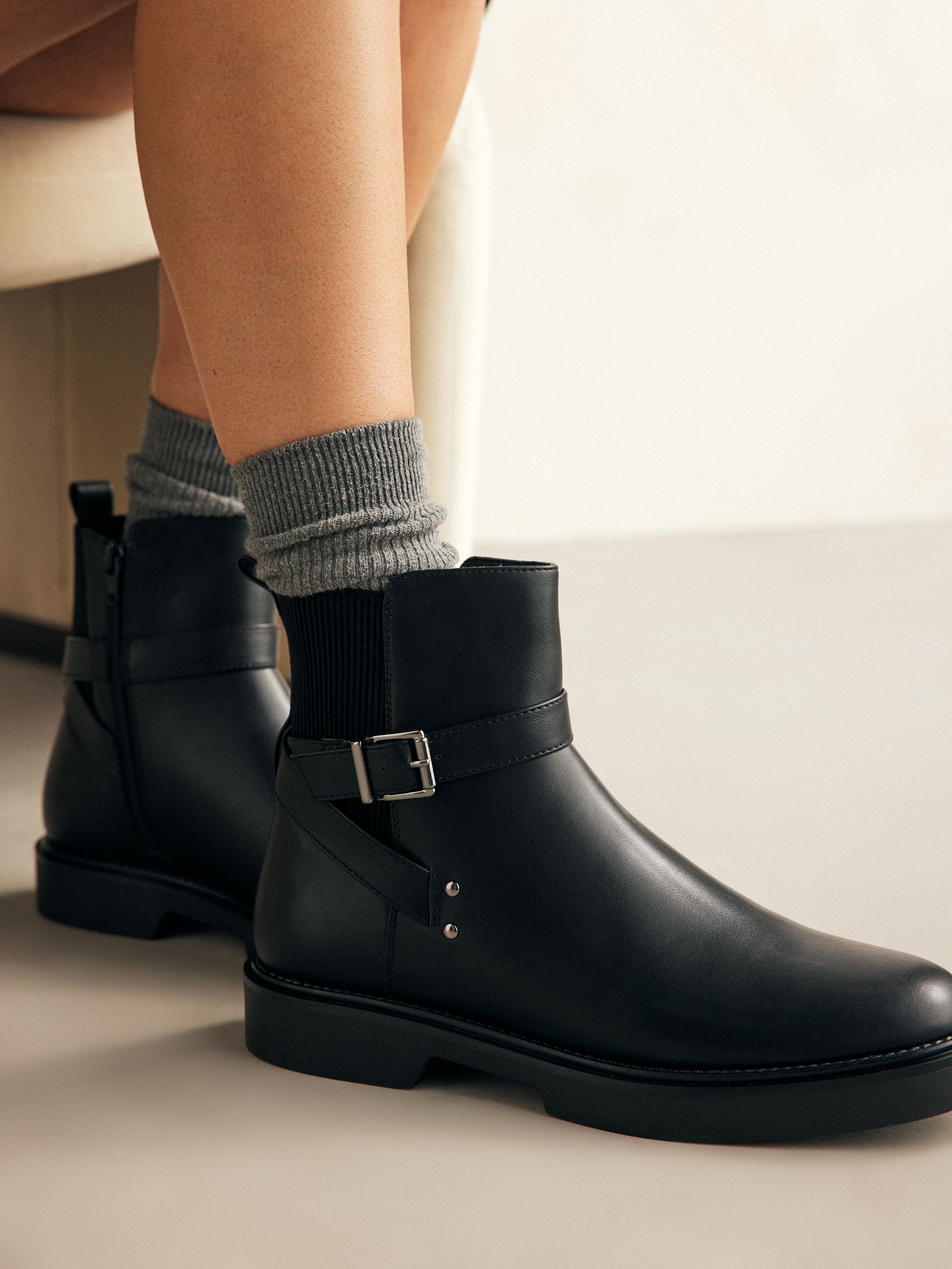 Black Standard Wide Fit Forever Comfort Chelsea Buckle Ankle Boots