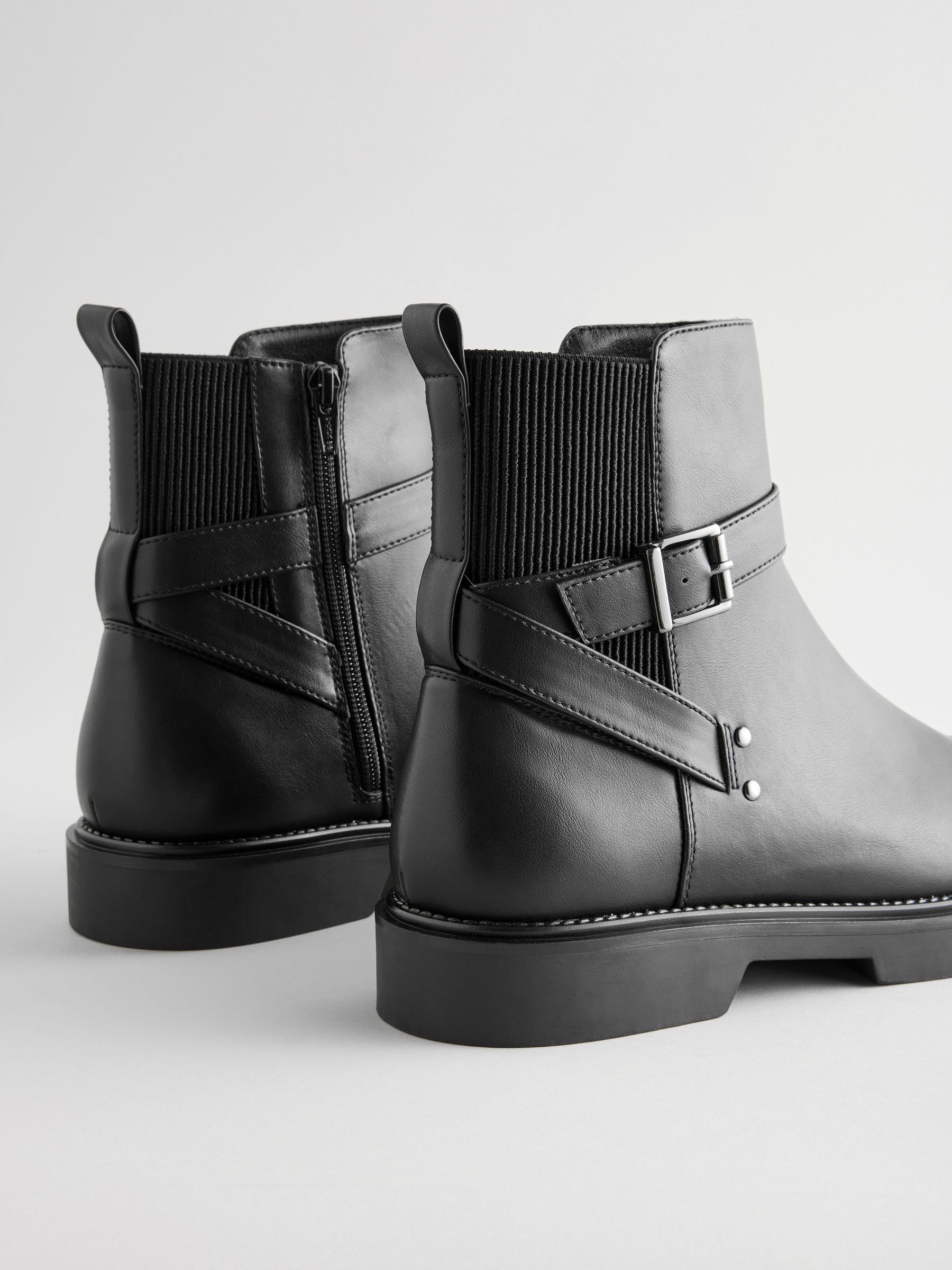 Black Standard Wide Fit Forever Comfort Chelsea Buckle Ankle Boots