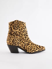 Leopard Print Standard/Wide Fit Forever Comfort® Leather Ankle Cowboy Boots - Image 10 of 11
