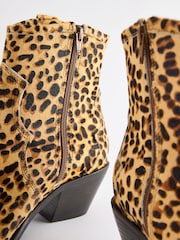 Leopard Print Standard/Wide Fit Forever Comfort® Leather Ankle Cowboy Boots - Image 4 of 11