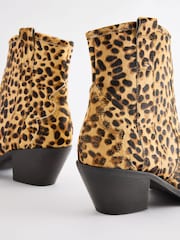 Leopard Print Standard/Wide Fit Forever Comfort® Leather Ankle Cowboy Boots - Image 5 of 11