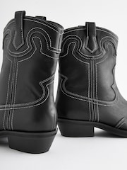 Black Forever Comfort® Stitched Western Cowboy Leather Boots - Image 5 of 6