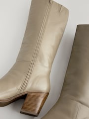 Neutral Leather Forever Comfort® Knee High Block Heel Boots - Image 3 of 4