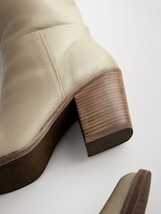 Neutral Leather Forever Comfort® Knee High Block Heel Boots - Image 4 of 4