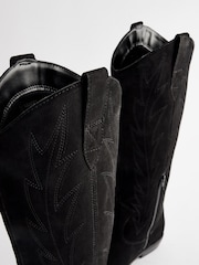 Black Forever Comfort® Suede Stitched Cowboy Knee High Boots - Image 10 of 10
