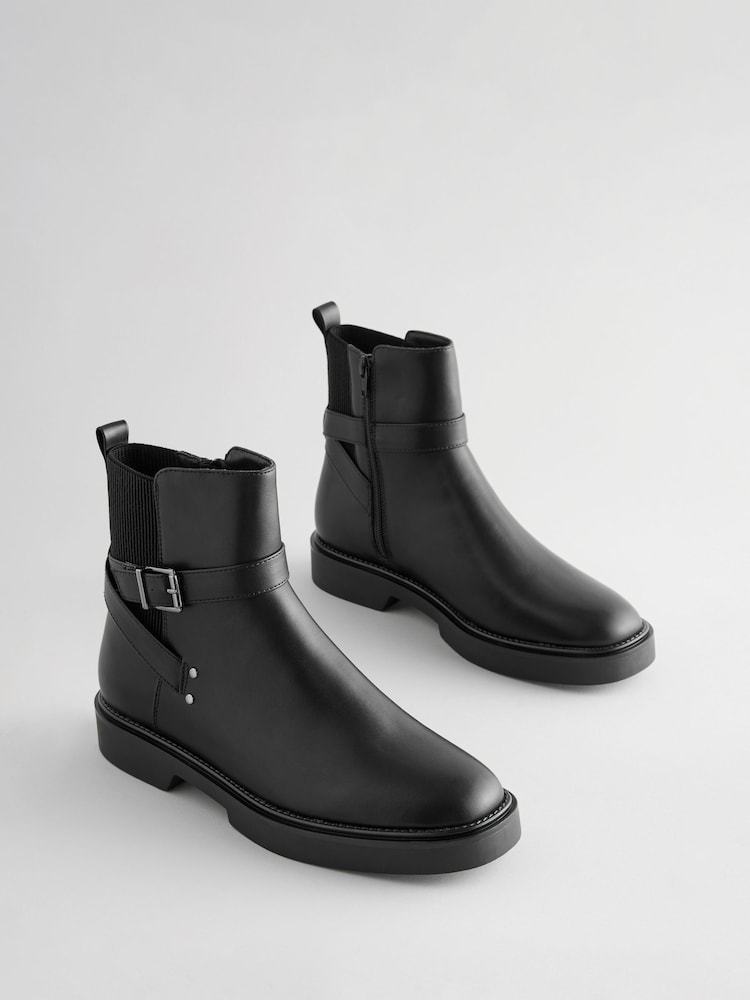 Black Extra Wide Fit Forever Comfort® Chelsea Buckle Ankle Boots - Image 5 of 9