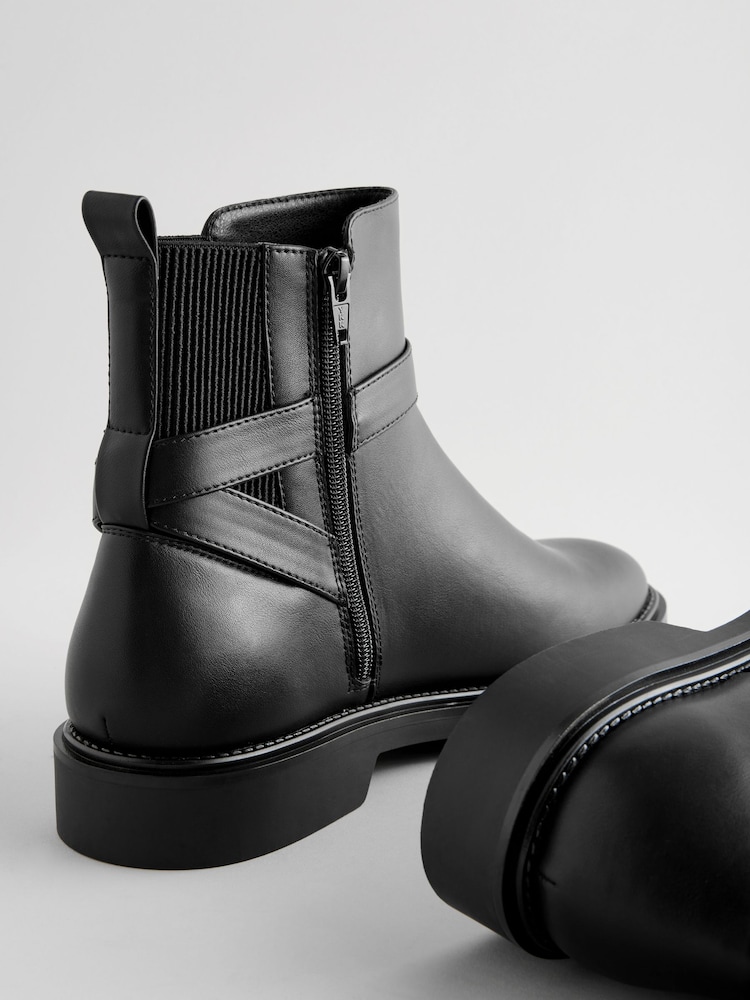 Black Extra Wide Fit Forever Comfort® Chelsea Buckle Ankle Boots - Image 8 of 9