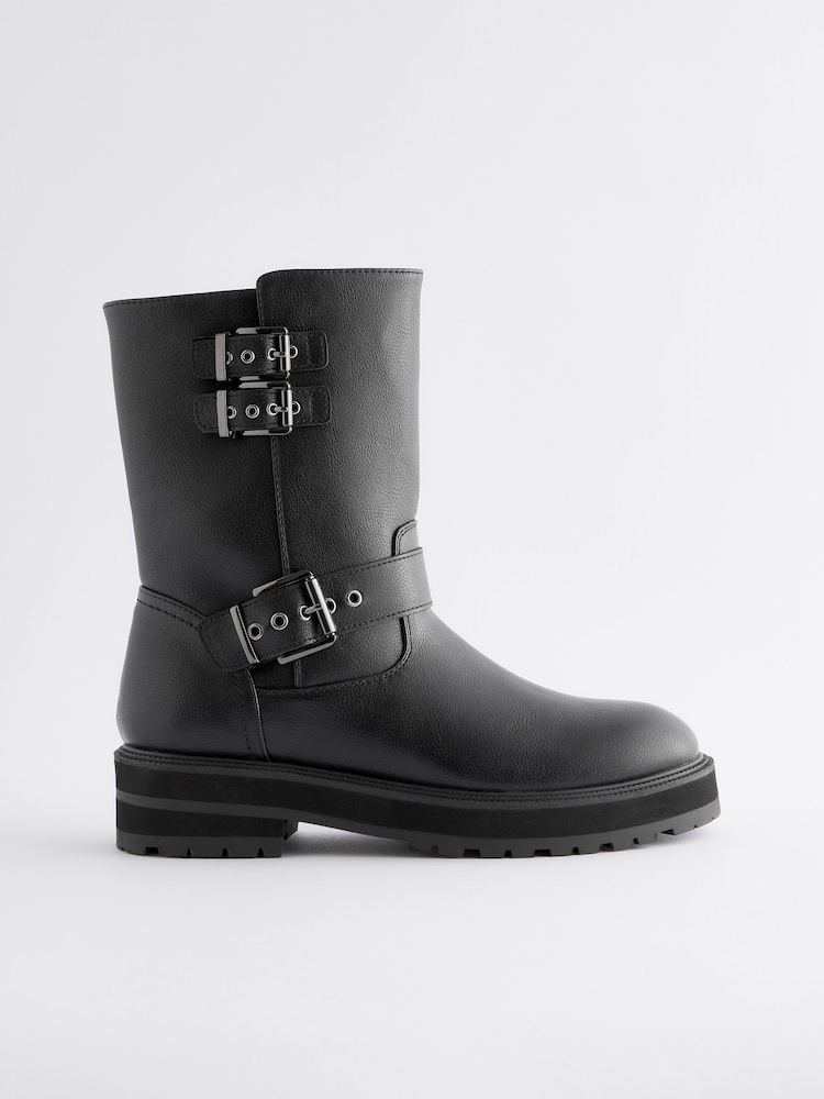 Schwarz - Forever Comfort® – Biker-Stiefeletten mit Schnallenriemen - Bild 2 von 6 Schwarz - Forever Comfort® – Biker-Stiefeletten mit Schnallenriemen - Bild 2 von 6