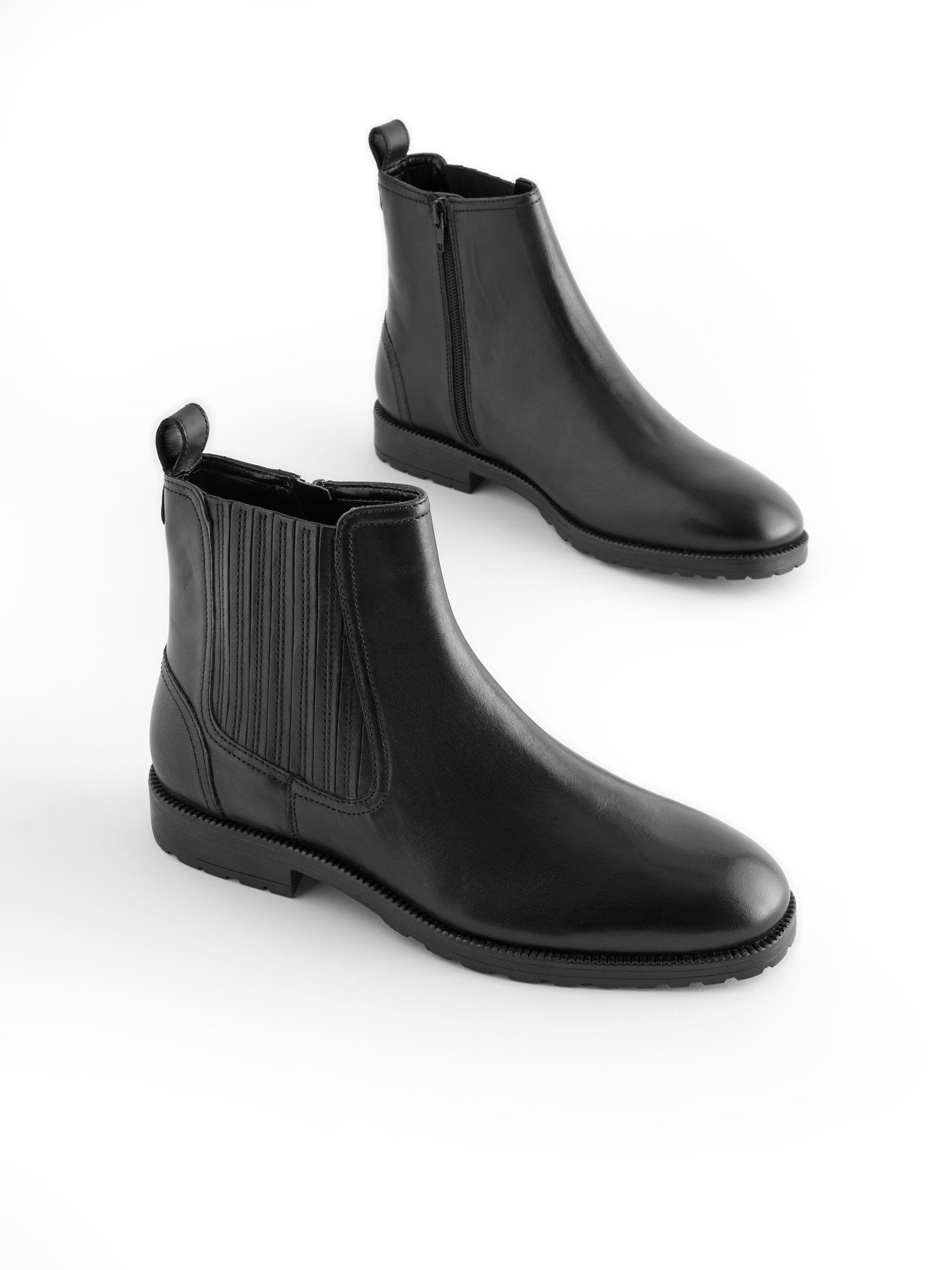 Black Extra Wide Fit Forever Comfort Leather Chelsea Ankle Boots