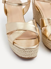 Linzi Gold Vision Crossover Rope Detail Wedges - Image 4 of 5