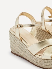 Linzi Gold Vision Crossover Rope Detail Wedges - Image 5 of 5