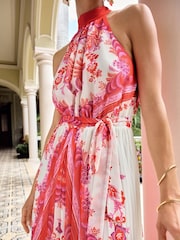 V&A | Love & Roses White Floral Printed Halterneck Maxi dress - Image 2 of 4