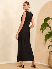 Love & Roses Black Knot Front Jersey Sleevless Midi Dress - Image 2 of 4