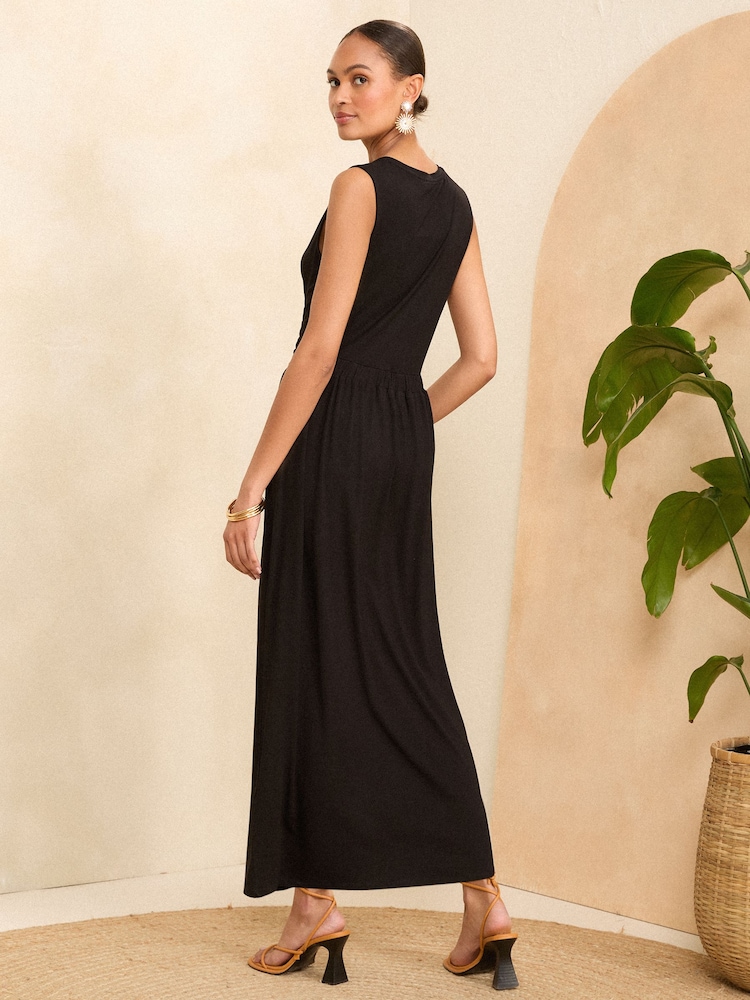 Love & Roses Black Knot Front Jersey Sleevless Midi Dress - Image 2 of 4 Love & Roses Black Knot Front Jersey Sleevless Midi Dress - Image 2 of 4