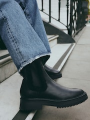 Black Standard/Wide Fit Forever Comfort® Faux Fur Lined Chelsea Ankle Boots - Image 2 of 9