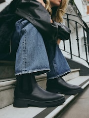 Black Standard/Wide Fit Forever Comfort® Faux Fur Lined Chelsea Ankle Boots - Image 3 of 9