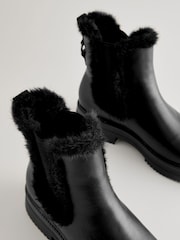 Black Standard/Wide Fit Forever Comfort® Faux Fur Lined Chelsea Ankle Boots - Image 8 of 9