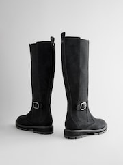 Black Standard/Wide Fit Forever Comfort® Knee High Buckle Chelsea Boots - Image 6 of 9