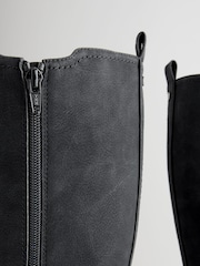 Black Standard/Wide Fit Forever Comfort® Knee High Buckle Chelsea Boots - Image 8 of 9